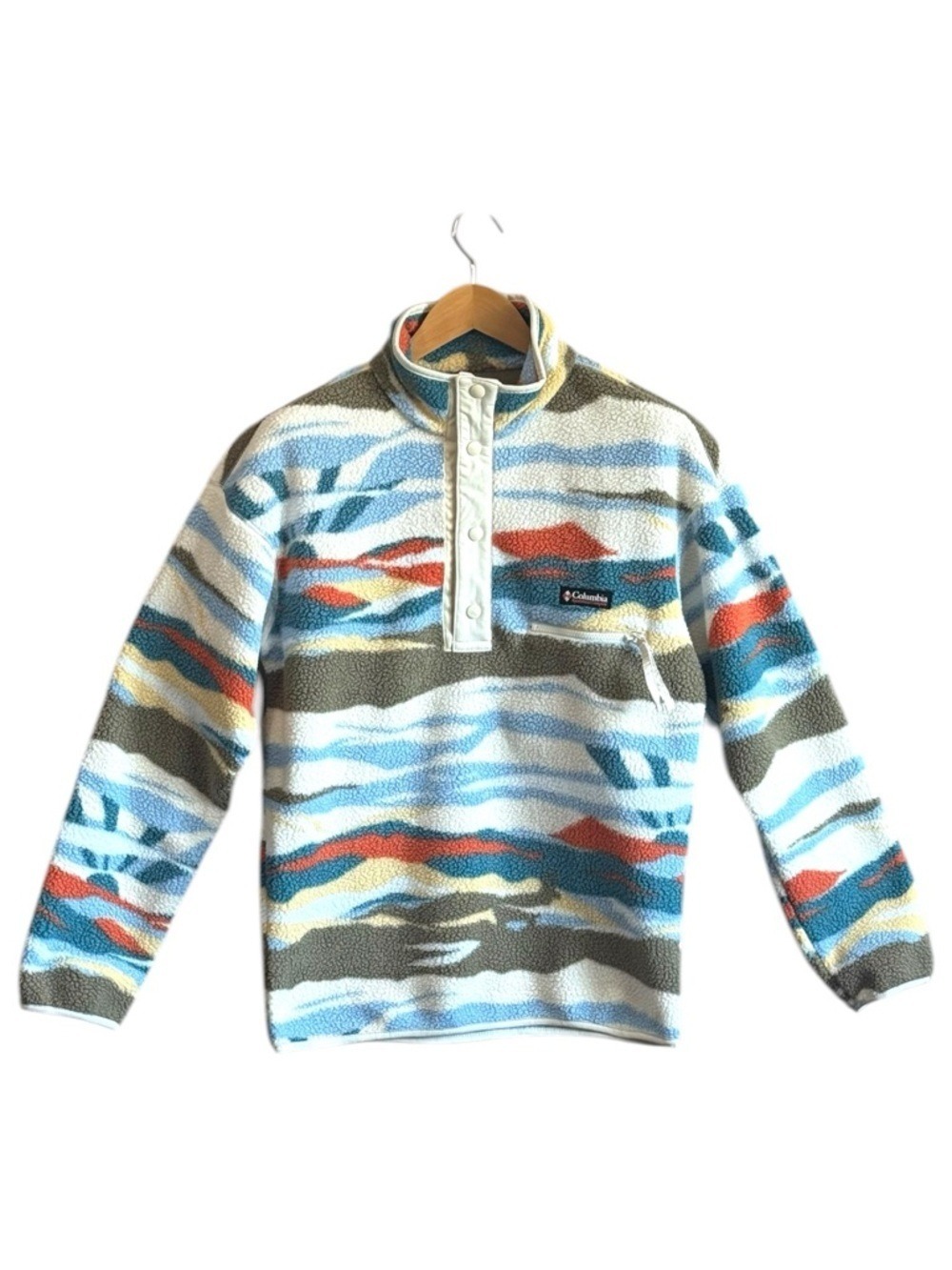 Columbia Helvetia II Half Snap Sherpa Fleece Abstract Mountain Print - Small